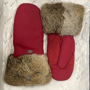 Pajar Oxford Mittens with Rabbit Fur Cuffs